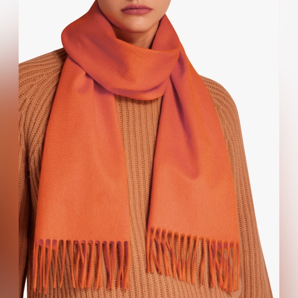Hermes Orange Pure 100% Scottish Cashmere Scarf New